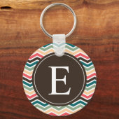 Coral Brown Aquamarin Zickzack Monogram Schlüsselanhänger (Vorderseite)
