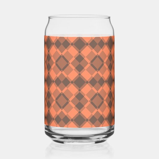 Coral Brown Checker Argyle Pattern Dosenglas (Rechts)