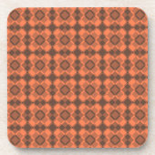 Coral Brown Checker Argyle Pattern Getränkeuntersetzer (Vorderseite)