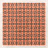 Coral Brown Checker Argyle Pattern Glasuntersetzer (Vorderseite)