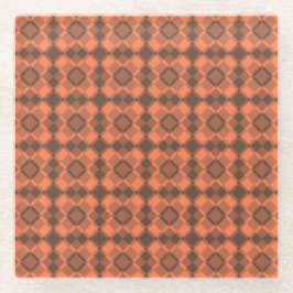 Coral Brown Checker Argyle Pattern Glasuntersetzer