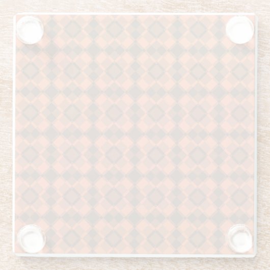Coral Brown Checker Argyle Pattern Glasuntersetzer (Rückseite)