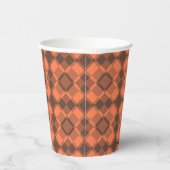 Coral Brown Checker Argyle Pattern Pappbecher (Rechts)