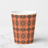 Coral Brown Checker Argyle Pattern Pappbecher (Vorderseite)