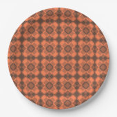 Coral Brown Checker Argyle Pattern Pappteller (Vorderseite)