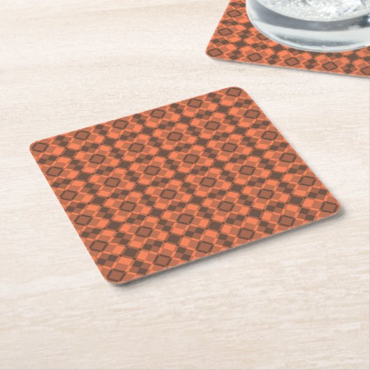 Coral Brown Checker Argyle Pattern Rechteckiger Pappuntersetzer (angewinkelt)