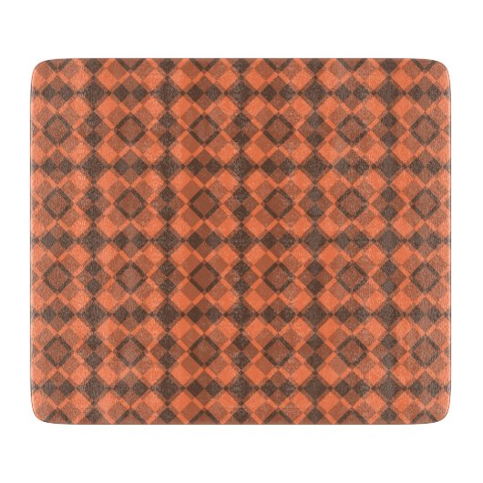 Coral Brown Checker Argyle Pattern Schneidebrett (Vorderseite)