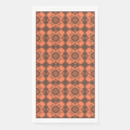 Coral Brown Checker Argyle Pattern Serviette (Vorderseite)
