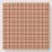 Coral Brown Checker Argyle Pattern Steinuntersetzer (Vorderseite)