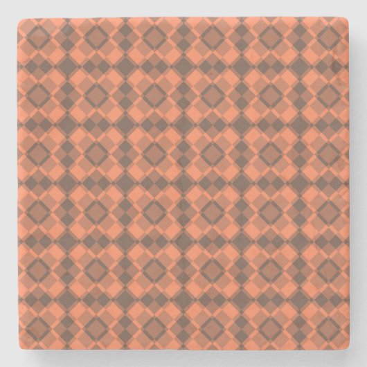 Coral Brown Checker Argyle Pattern Steinuntersetzer (Vorderseite)