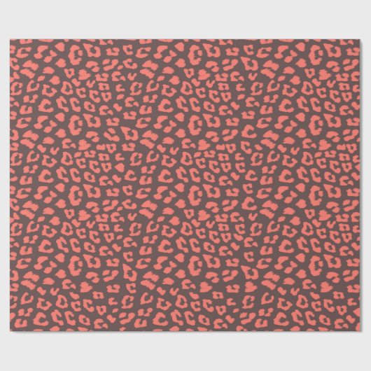 Coral Brown Leopard Print Geschenkpapier (Flach)