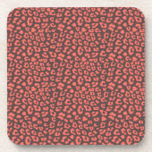 Coral Brown Leopard Print Getränkeuntersetzer (Vorderseite)