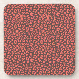 Coral Brown Leopard Print Getränkeuntersetzer