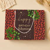 Coral Brown Leopard Print Große Geschenktüte
