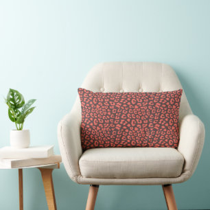 Coral Brown Leopard Print Lendenkissen