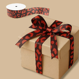 Coral Brown Leopard Print Satinband