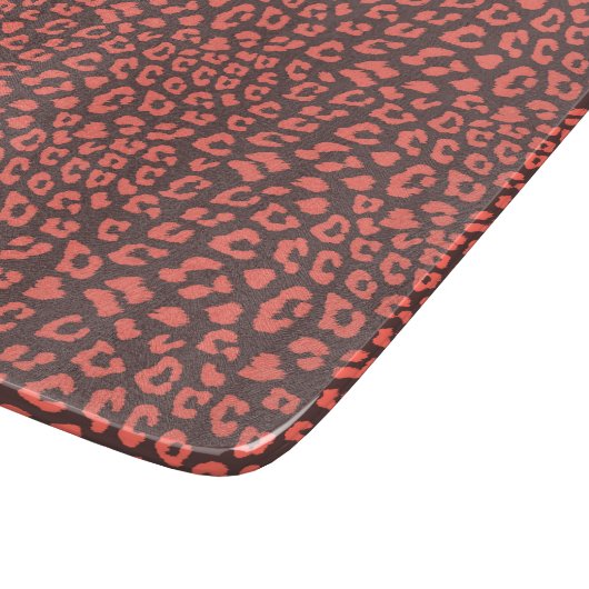 Coral Brown Leopard Print Schneidebrett (Ecke)