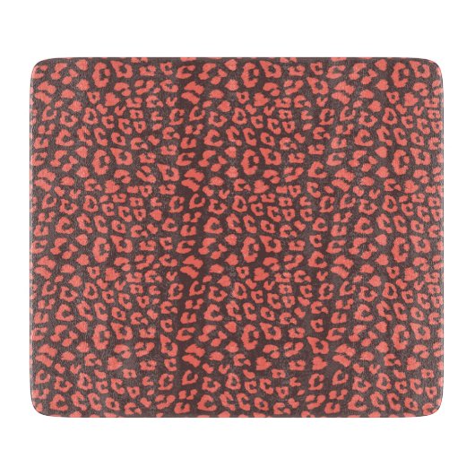Coral Brown Leopard Print Schneidebrett (Vorderseite)