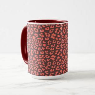 Coral Brown Leopard Print Tasse