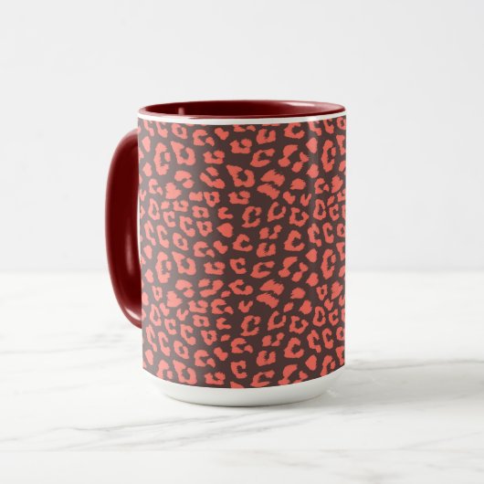 Coral Brown Leopard Print Tasse (Vorderseite Links)