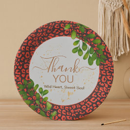 Coral Brown Leopard Print Thank You Pappteller