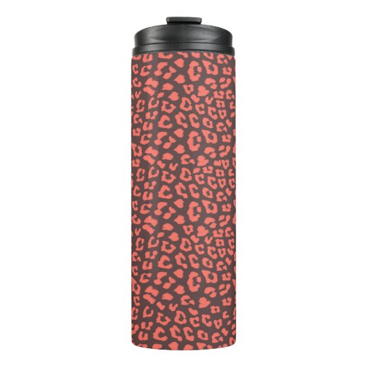 Coral Brown Leopard Print Thermosbecher (Vorderseite)