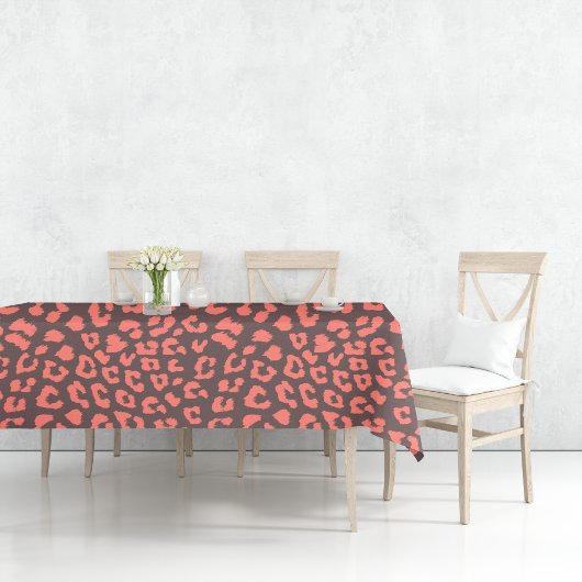 Coral Brown Leopard Print Tischdecke