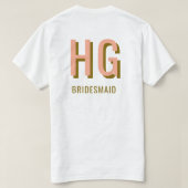 Coral + Brown Monogram Wedding Party Bridesmaid T-Shirt (Design Rückseite)