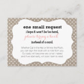 Coral & Burlap Dots Baby Shower Book Request Card Begleitkarte (Vorderseite)