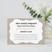 Coral & Burlap Dots Baby Shower Book Request Card Begleitkarte (Stehend Vorderseite)