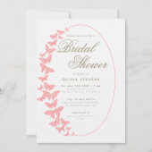Coral Butterflies Boho Frame Elegantes Brautparty Einladung (Vorderseite)