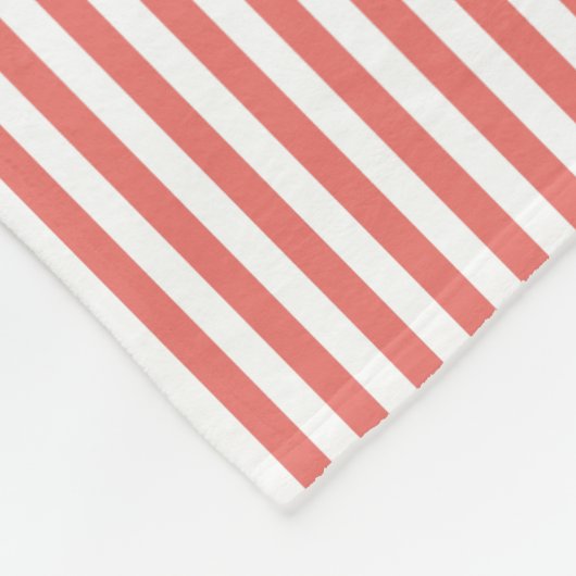 Coral Button Stripe Fleece Blanket (Ecke)