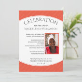 Coral CELEBRATION OF LIFE Foto Memorial Beerdigung Einladung (Stehend Vorderseite)