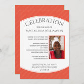 Coral CELEBRATION OF LIFE Foto Memorial Beerdigung Einladung (Vorne/Hinten)