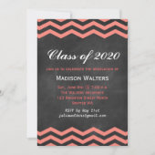 Coral & Chalkboard Abschluss Einladung (Vorderseite)