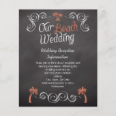 Coral Chalkboard Beach Hochzeitstich Empfang Beila (Vorderseite)