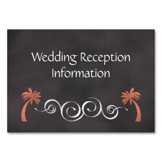 Coral Chalkboard Beach Hochzeitstich Empfang Beila Tischnummer (Vorderseite)