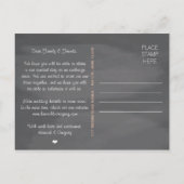 Coral Chalkboard Lace Bow Save the Date Postkarte (Rückseite)
