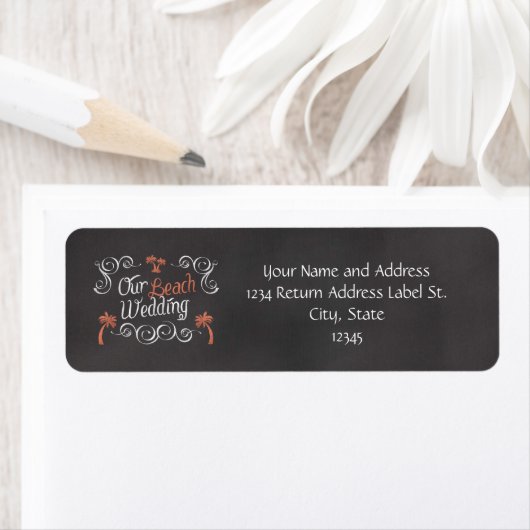 Coral Chalkboard Script Beach Wedding (Insitu)