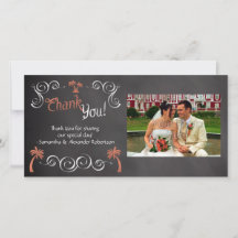 Coral Chalkboard Script Beach Wedding Vielen Dank