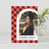 Coral Checkered Arch Foto Abschluss Annoucement Ankündigung (Stehend Vorderseite)