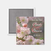 Coral Cherry Bloosom Rett-the-Date Magnet (Vorderseite/Rückseite)