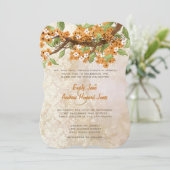 Coral cherry Blossom Tea Stain Wedding Einladungen (Stehend Vorderseite)