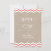 Coral Chevrons auf Burlap UAWG RSVP Karte (Rückseite)