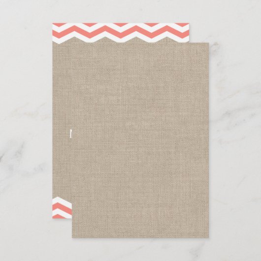 Coral Chevrons auf Burlap UAWG RSVP Karte (Vorne/Hinten)