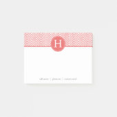 Coral Chevrons Custom Monogram Post-it Klebezettel (Vorderseite)