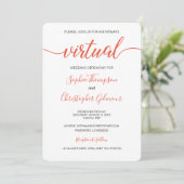 Coral Chic Simple Custom LIVE VIRTUAL Wedding Einladung (Stehend Vorderseite)