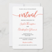 Coral Chic Simple Custom LIVE VIRTUAL Wedding Einladung (Vorderseite)