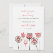 Coral Chocolate Ivory Funky Blume Save the Date (Vorderseite)