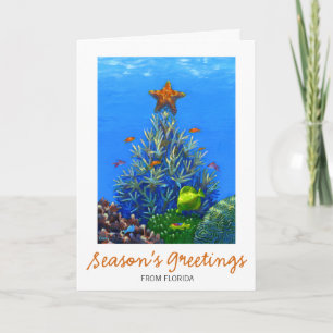 Coral Christmas Tree Card Feiertagskarte